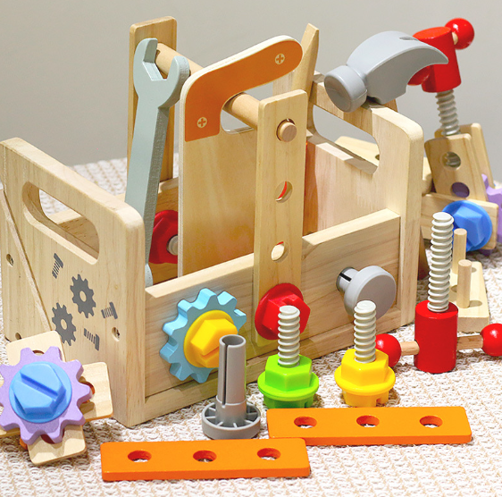 Wooden Children's Assembly Toolbox Simulation Toy Set