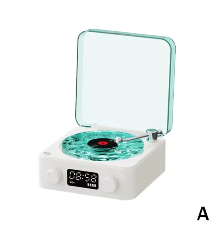 Retro Wireless Bluetooth Turntable Speaker with RGB Projection Lamp