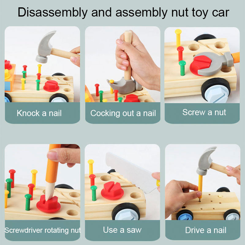 Wooden Children's Assembly Toolbox Simulation Toy Set